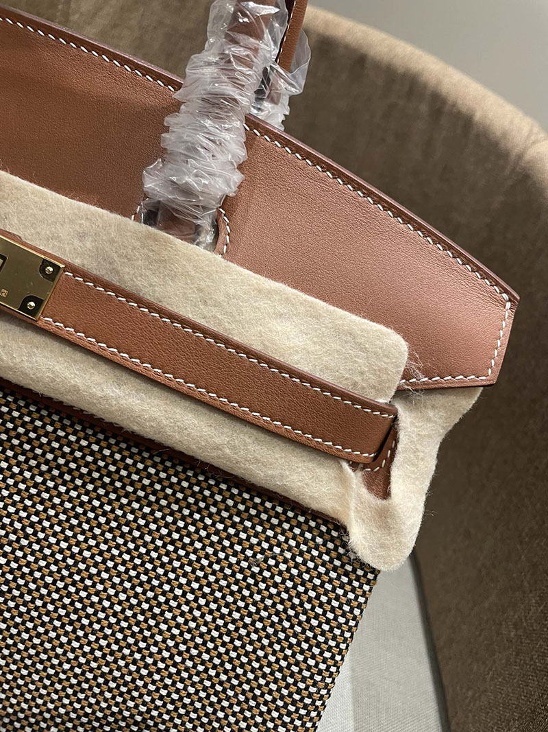 HERMES エルメス バーキン25 ゴールド トワルキャドリーユ×スイフト ゴールド金具 2520786 バーキン風バッグ 本革 - 画像 (8)