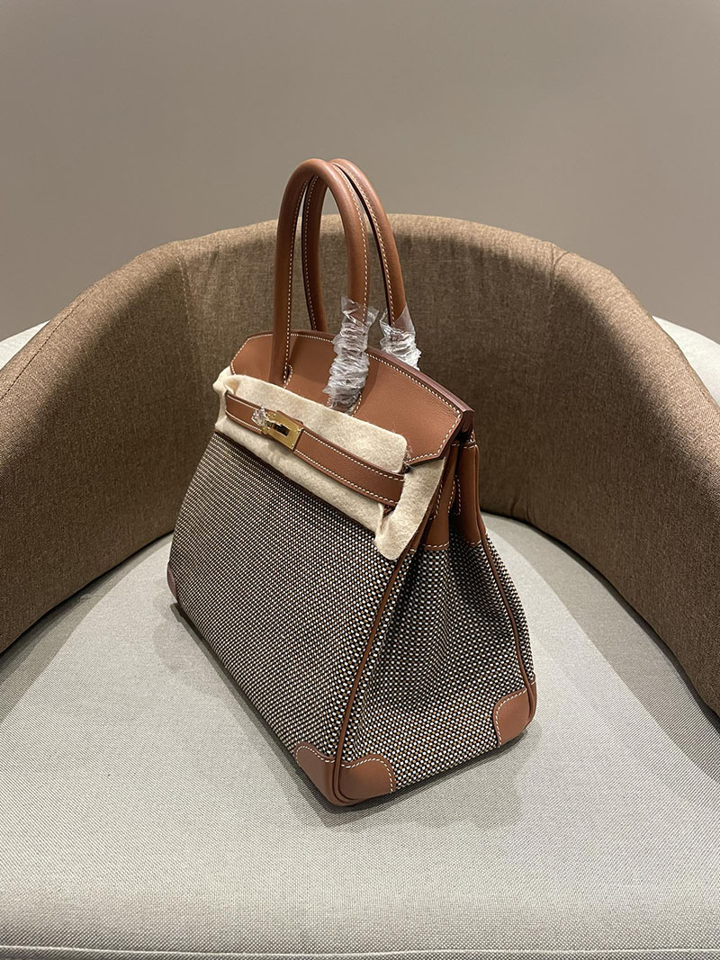 HERMES エルメス バーキン25 ゴールド トワルキャドリーユ×スイフト ゴールド金具 2520786 バーキン風バッグ 本革 - 画像 (7)