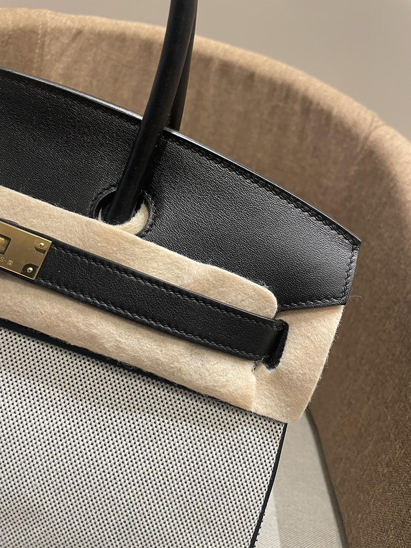 HERMES エルメス バーキン25 黒 ブラック トワルキャドリーユ×スイフト ゴールド金具 2520788 レディース バーキン 値段 新品 - 画像 (8)