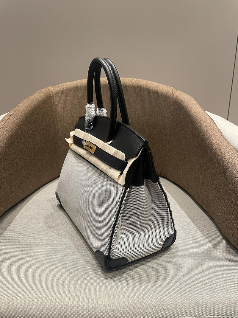 HERMES エルメス バーキン25 黒 ブラック トワルキャドリーユ×スイフト ゴールド金具 2520788 レディース バーキン 値段 新品 - 画像 (7)