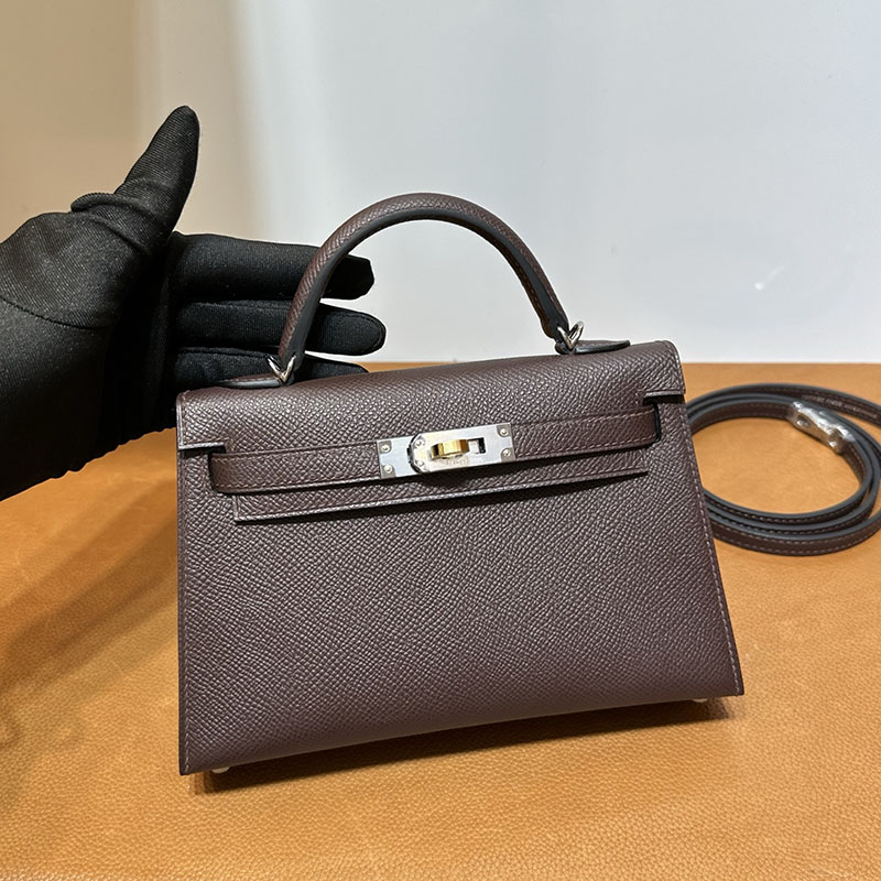 エルメス ミニバッグ HERMES ケリーミニ2 外縫い ルージュセリエ ヴォーエプソン シルバー金具 2521255 エルメスミニケリーバッグ - 画像 (17)