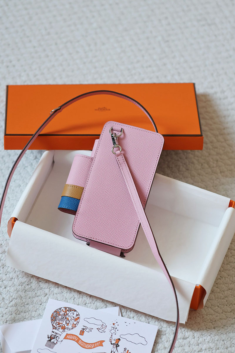 並行輸入品 HERMES エルメスウェイ スマートフォンケース リップケース付 モーヴシルベストル/ビスキュイ/ブルーフランス シルバー金具 2521328 エルメス携帯ショルダー - 画像 (2)