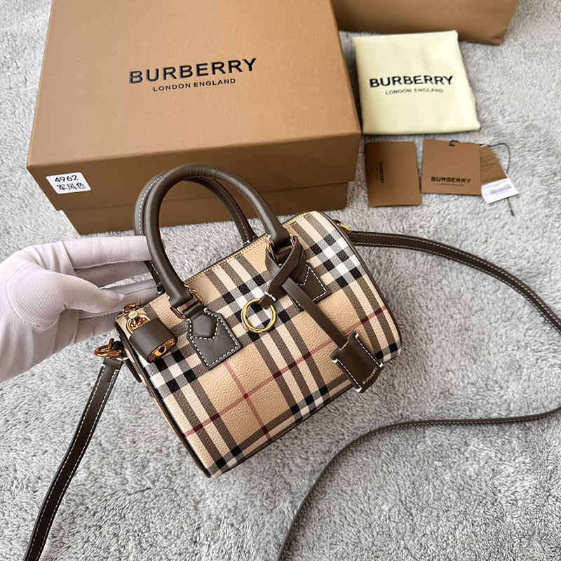 Burberry バーバリー ミニ チェック ボウリングバッグ 81097971 サンド 超N品 バーバリー ボストンバッグ レディース - 画像 (9)