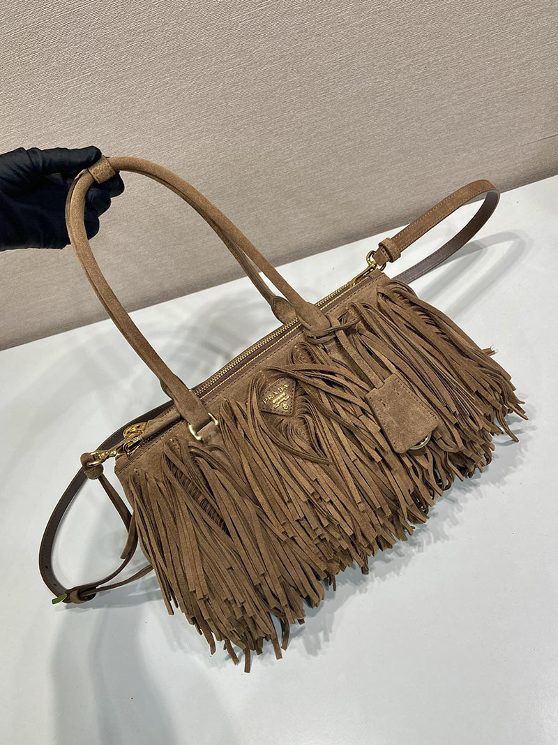 プラダ アウトレット PRADA ガレリア フリンジ付 ミディアム スエード バッグ 1BA457_2C4S_F0324_V_YOF ダークブラウン H品 プラダ バッグ 人気 - 画像 (8)