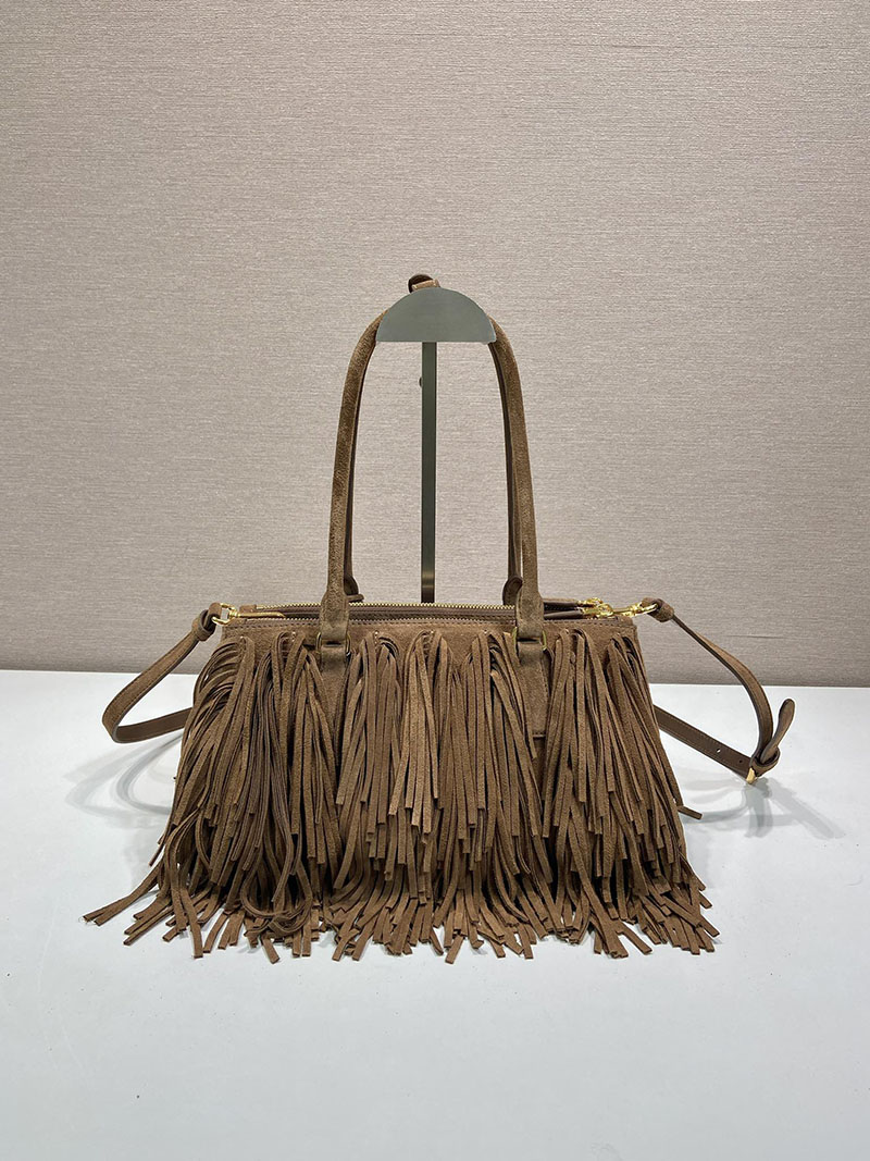 プラダ アウトレット PRADA ガレリア フリンジ付 ミディアム スエード バッグ 1BA457_2C4S_F0324_V_YOF ダークブラウン H品 プラダ バッグ 人気 - 画像 (7)