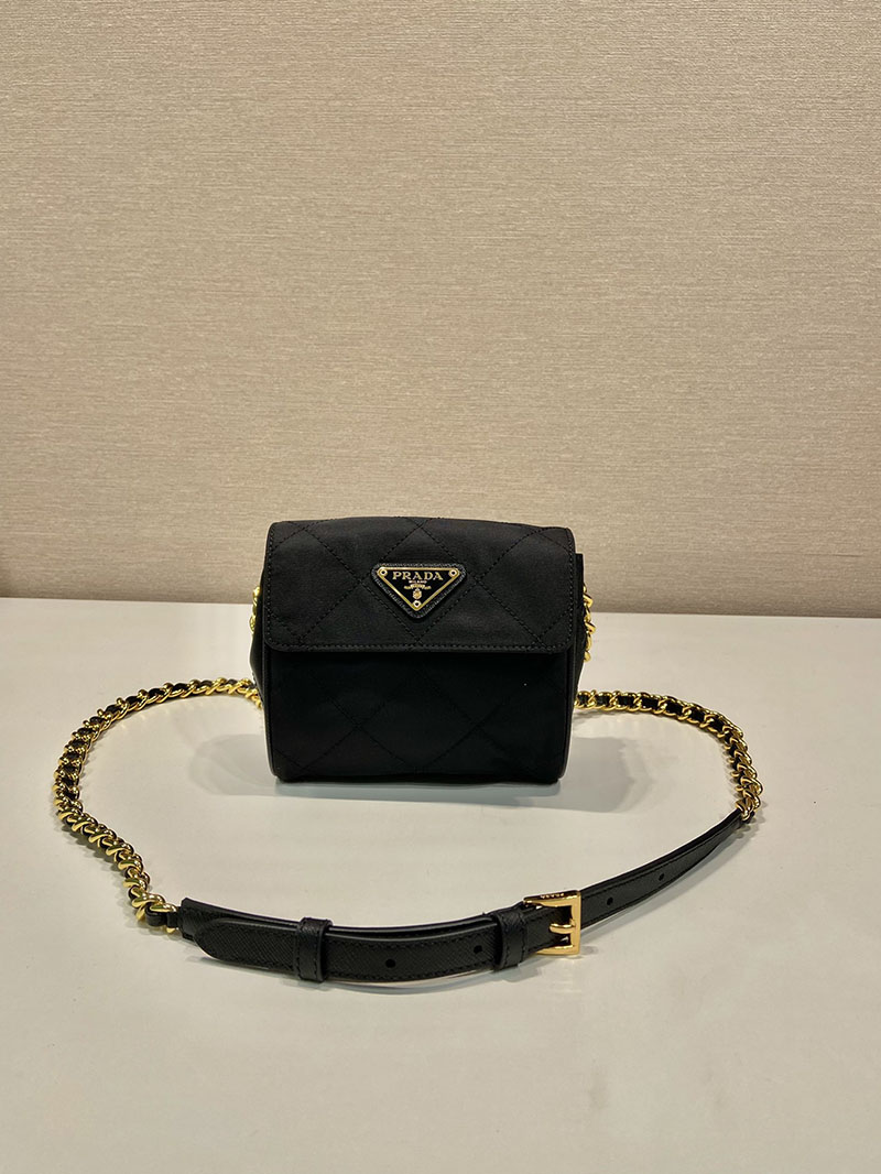 プラダ アウトレット PRADA 三角ロゴ プレート ナイロン テスート キルティング ウエスト ポーチ ショルダー バッグ 1BD643 ブラック H品 プラダ ナイロンバッグ アウトレット - 画像 (8)