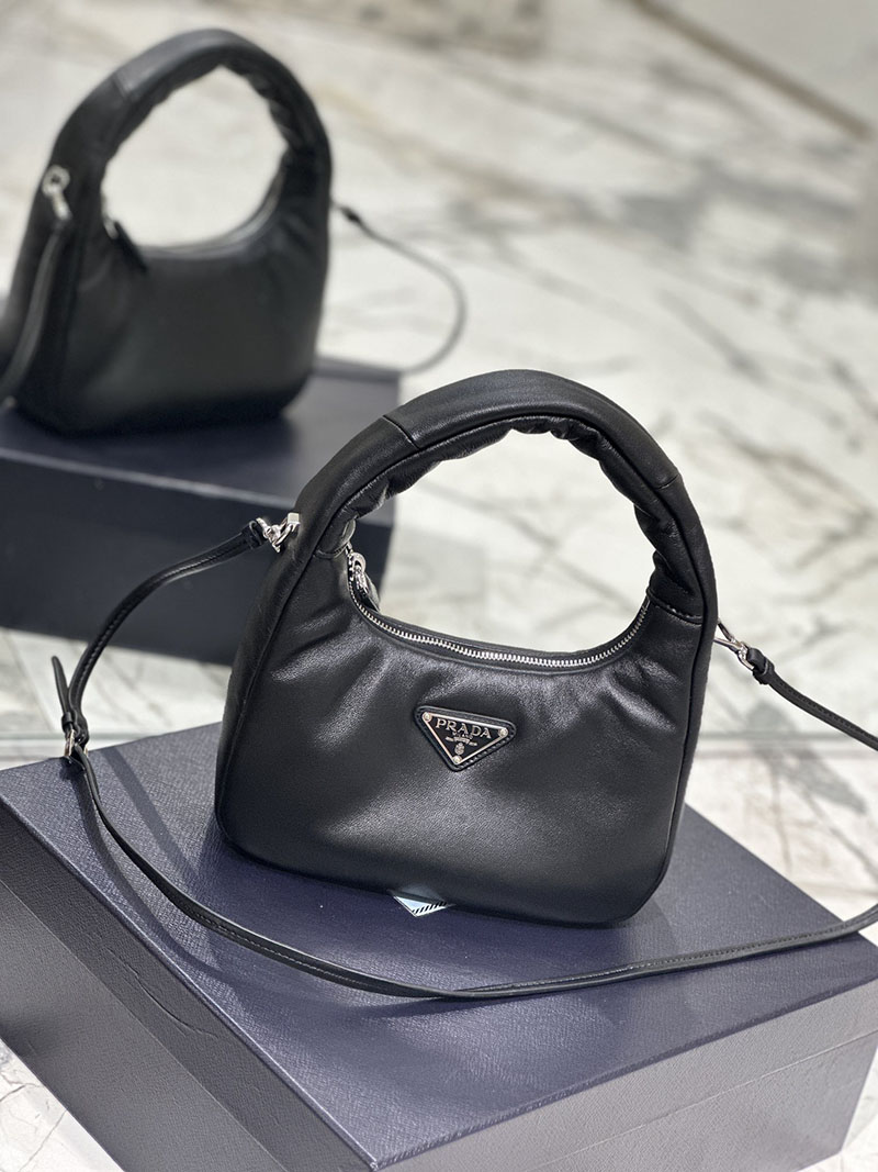 プラダ アウトレット PRADA 2DYI ソフト パテッド ナッパレザー ハンドバッグ キーリング付き 1BA384_2DYI_F0002 ブラック H品 プラダ ハンドバッグ レディース - 画像 (9)