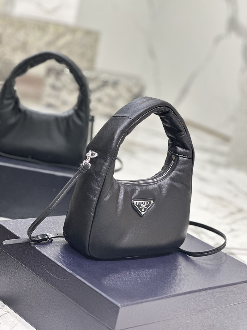 プラダ アウトレット PRADA 2DYI ソフト パテッド ナッパレザー ハンドバッグ キーリング付き 1BA384_2DYI_F0002 ブラック H品 プラダ ハンドバッグ レディース - 画像 (8)