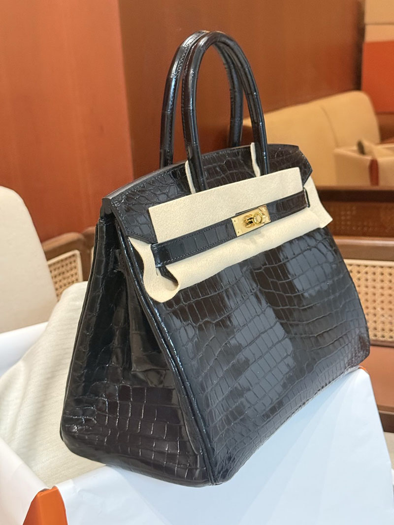 エルメスコピー HERMES バーキン25 黒 ブラック クロコダイル アリゲーターマット ゴールド金具 2524004 バーキン25 黒 新品 - 画像 (13)