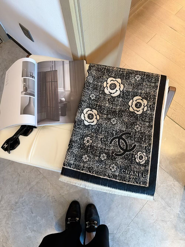 最高級シャネルスーパーコピー CHANEL マフラー レディース 大判 ストール フリンジ ココマーク CCマーク cc25103008 シャネル マフラー 公式 - 画像 (8)