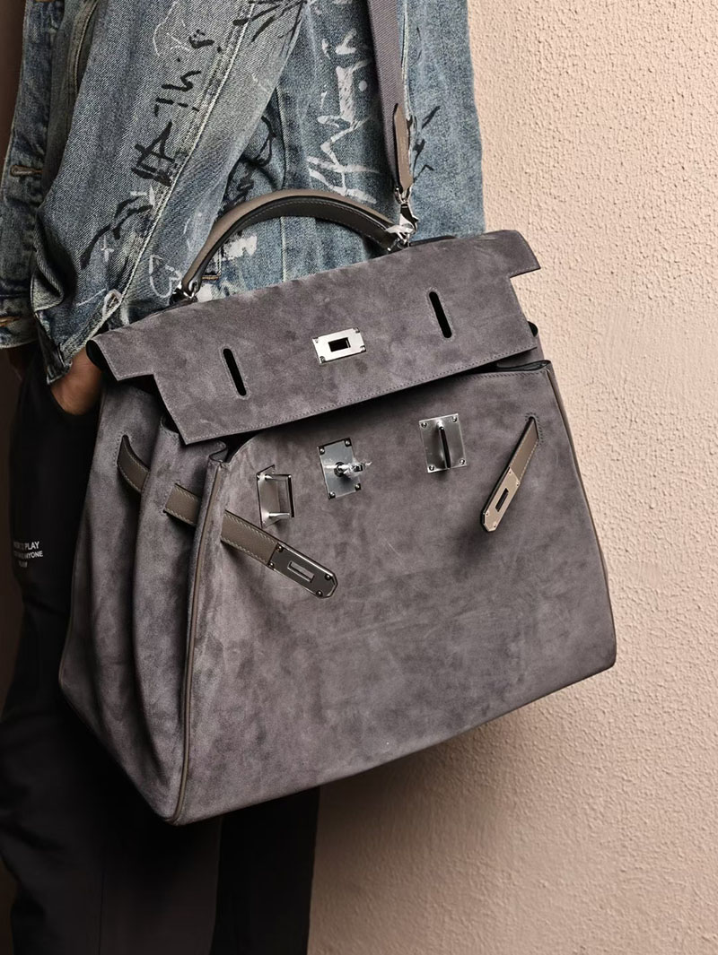 エルメスコピー HERMES ケリー 42cm 内縫い グリメイヤー スエード/スイフト シルバー金具 2524039 ケリー メンズ 新作 - 画像 (9)