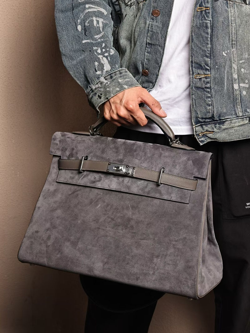 エルメスコピー HERMES ケリー 42cm 内縫い グリメイヤー スエード/スイフト シルバー金具 2524039 ケリー メンズ 新作 - 画像 (6)