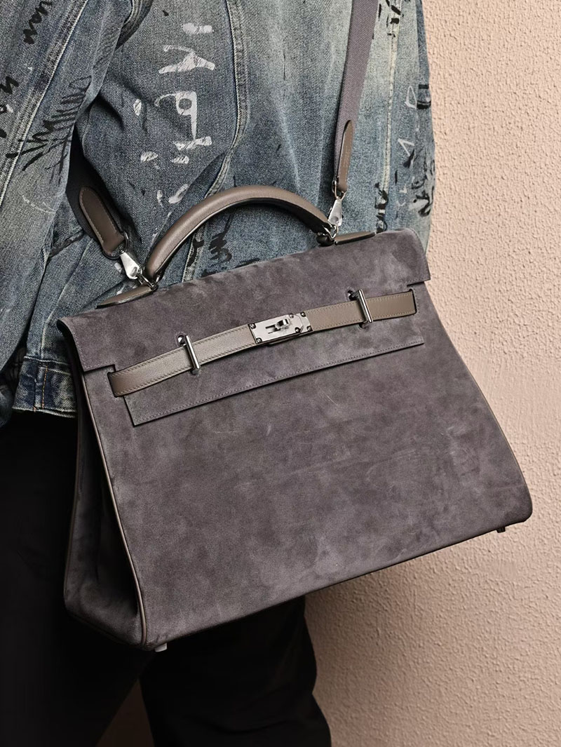 エルメスコピー HERMES ケリー 42cm 内縫い グリメイヤー スエード/スイフト シルバー金具 2524039 ケリー メンズ 新作 - 画像 (3)