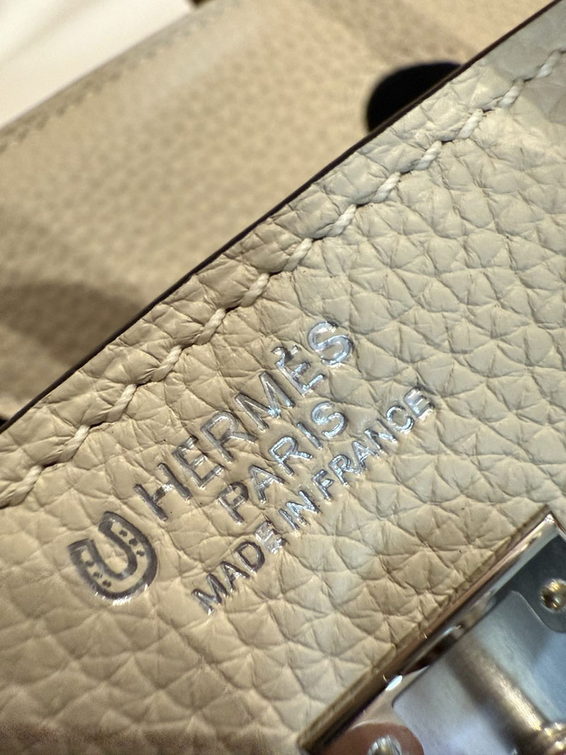 エルメスコピー バーキン25 定価 HERMES バーキン25 パーソナル クレ/エトゥープ トゴ シルバー金具 2524093 - 画像 (12)