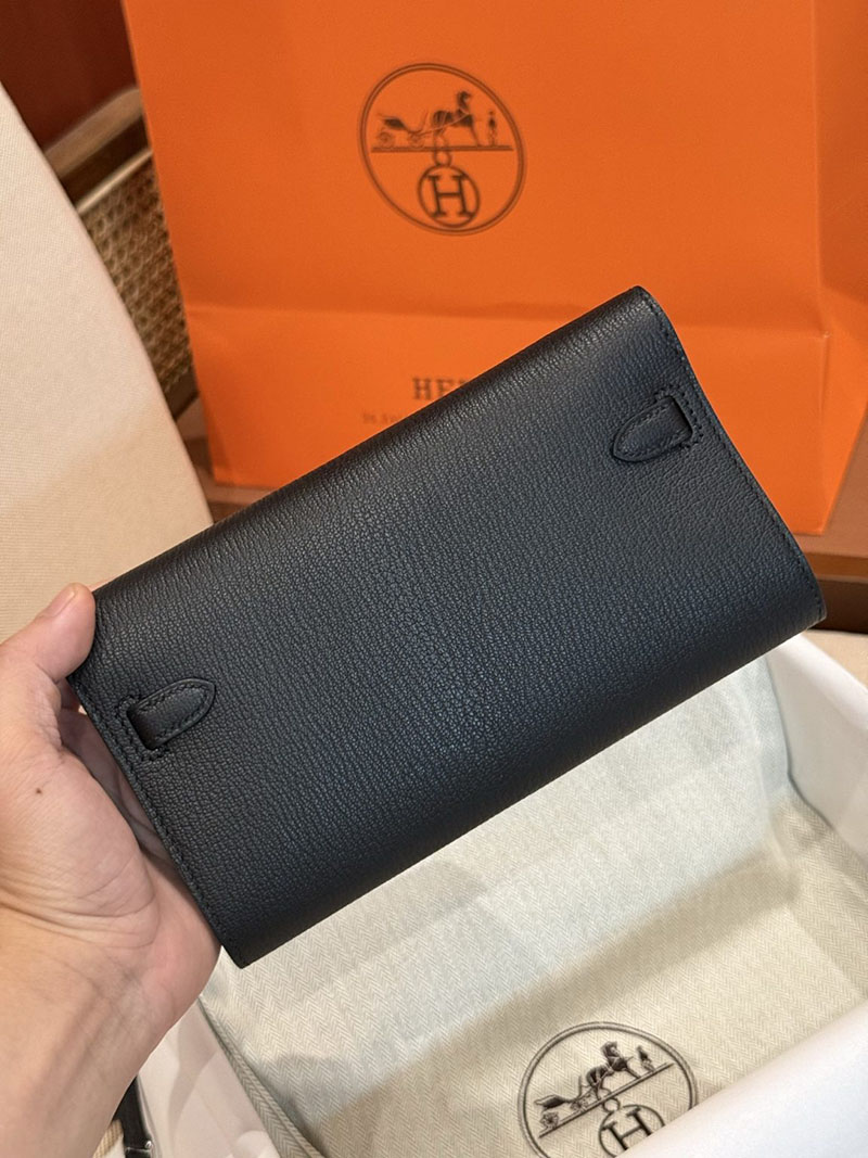 エルメスコピー HERMES 長財布 ケリーウォレット ロング トゥーゴー 黒 ブラック シェブルミゾル シルバー金具 2524095 - 画像 (8)