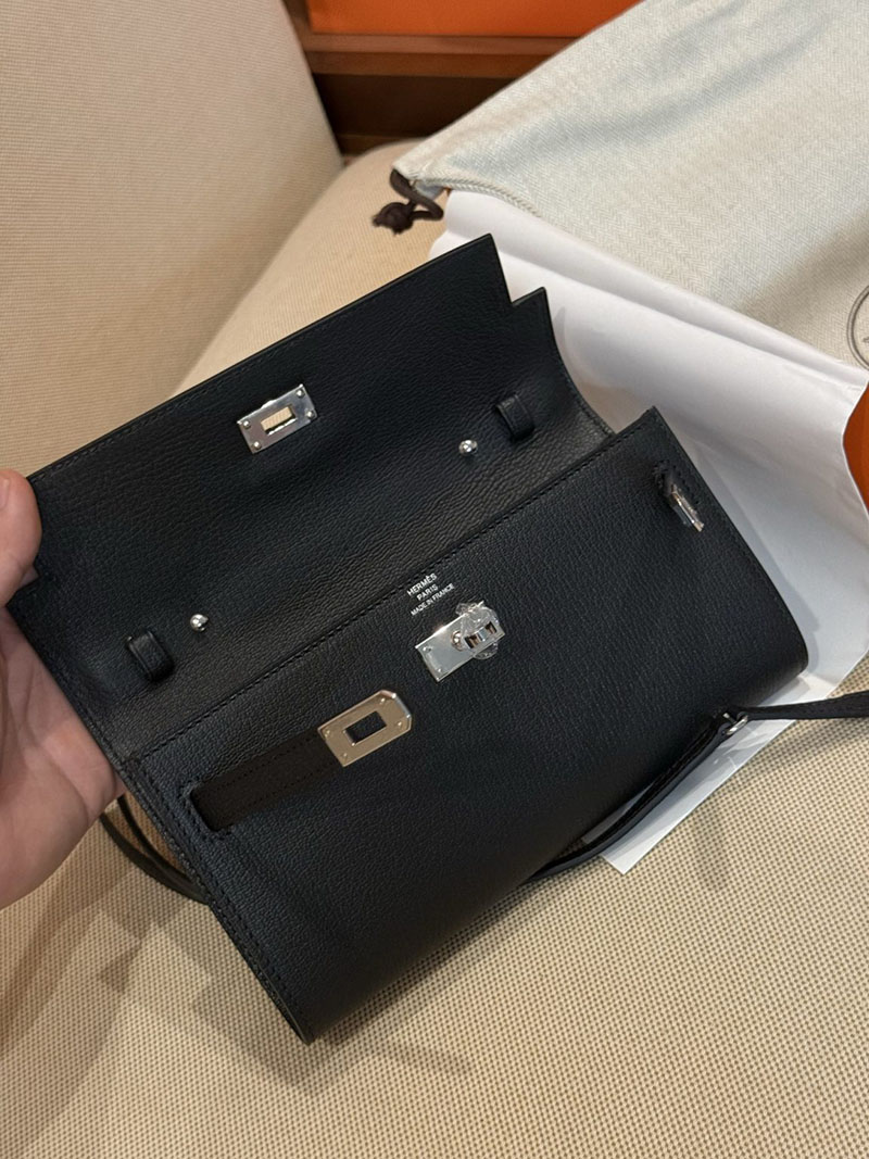 エルメスコピー HERMES 長財布 ケリーウォレット ロング トゥーゴー 黒 ブラック シェブルミゾル シルバー金具 2524095 - 画像 (7)