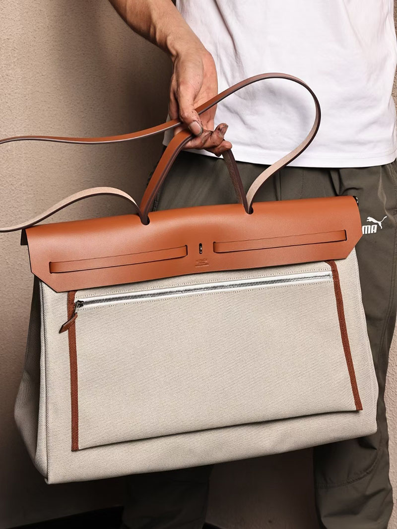 エルメスコピー メンズバッグ HERMES エールバッグジップGM ゴールド ヴァッシュハンター/トワルアッシュ シルバー金具 2524110 - 画像 (7)