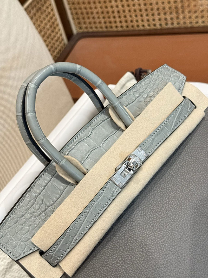 エルメスコピー バーキン25 定価 HERMES バーキン25 タッチ グリメイヤー トゴ/クロコダイル アリゲーターマット シルバー金具 2524127 - 画像 (13)