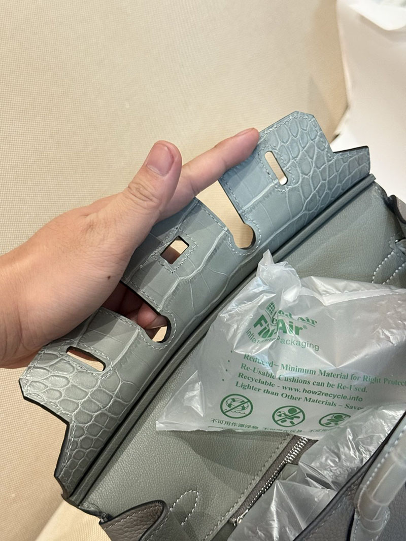 エルメスコピー バーキン25 定価 HERMES バーキン25 タッチ グリメイヤー トゴ/クロコダイル アリゲーターマット シルバー金具 2524127 - 画像 (10)