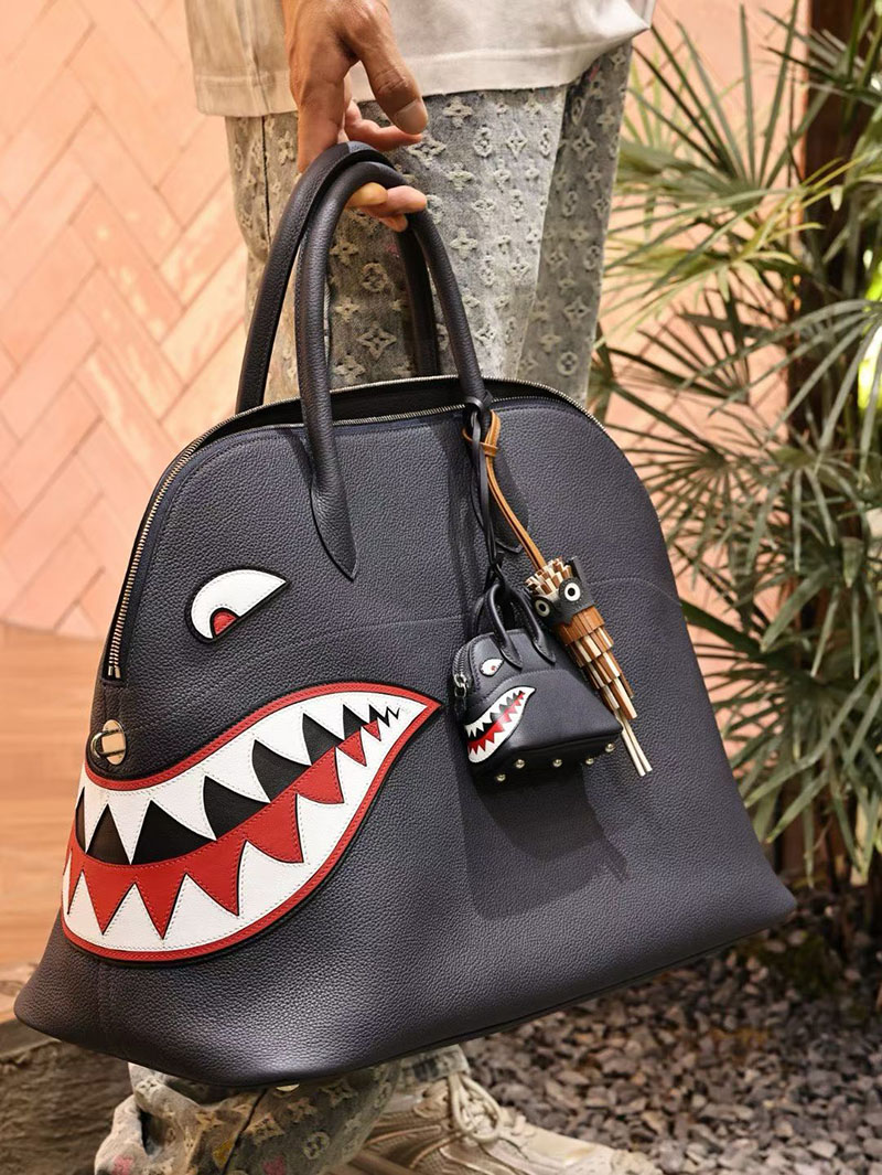 エルメス ボリードシャーク 定価 HERMES ボリードシャーク45 ブルーニュイ トゴ シルバー金具 2524142 - 画像 (2)