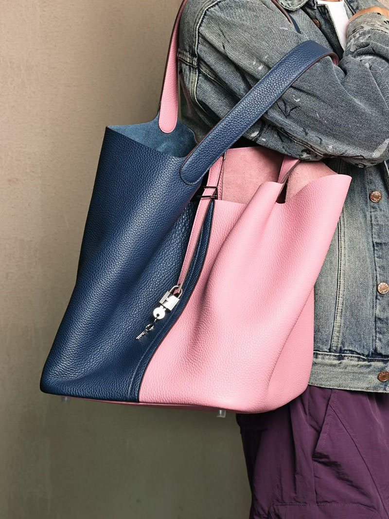 エルメス ピコタン TGM メンズ HERMES ピコタンロック 31 TGM ブルーサフィール/ローズサクラ トリヨンクレマンス シルバー金具 2524193 - 画像 (2)