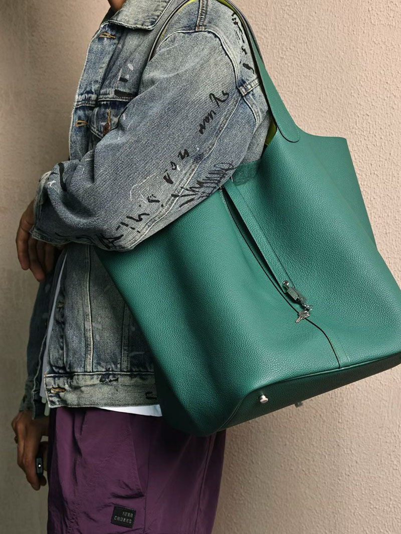 エルメス ピコタン TGM メンズ HERMES ピコタンロック 31 TGM ヴェールヴェルティゴ/ジョーヌブルジョン トリヨンクレマンス シルバー金具 2524195 - 画像 (3)