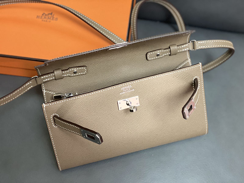 エルメス ケリー トゥー ゴー 定価 HERMES ケリーウォレット ロング トゥーゴー エトゥープ ヴォーエプソン シルバー金具 2524343 - 画像 (6)