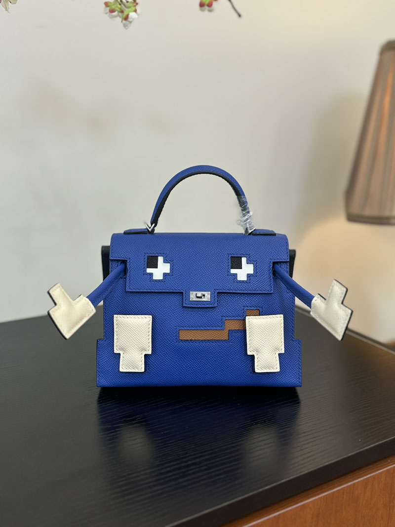 エルメス ケリードール 定価 HERMES ケリードールピクト ブルーロイヤル/ナタ/ゴールド/ブルーインディゴ エプソン シルバー金具 2524389 - 画像 (9)
