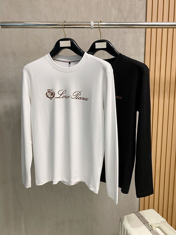 最高級ロロ・ピアーナスーパーコピー LoroPiana メンズ Tシャツ 長袖 クルーネック ホワイト 2524819 ロロピアーナ t シャツ メンズ - 画像 (2)