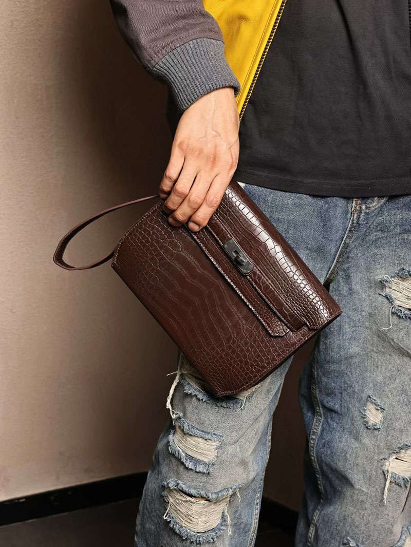 メンズ エルメス バッグ HERMES ケリーデペッシュ25 エベンヌ クロコダイル シルバー金具 2526011 エルメス メンズバッグ ケリー - 画像 (2)