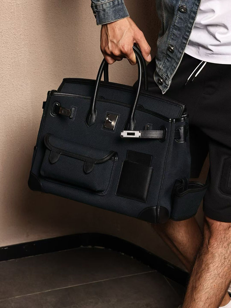 メンズ エルメス バッグ HERMES バーキンカーゴ35 ブルーニュイ キャンバス/スイフト シルバー金具 2526013 エルメス メンズバッグ ビジネス - 画像 (2)