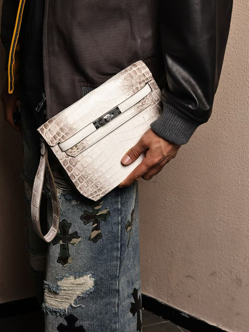 メンズ エルメス バッグ HERMES ケリーデペッシュ25 ヒマラヤ クロコダイル シルバー金具 2526014 エルメス メンズバッグ ケリー - 画像 (6)
