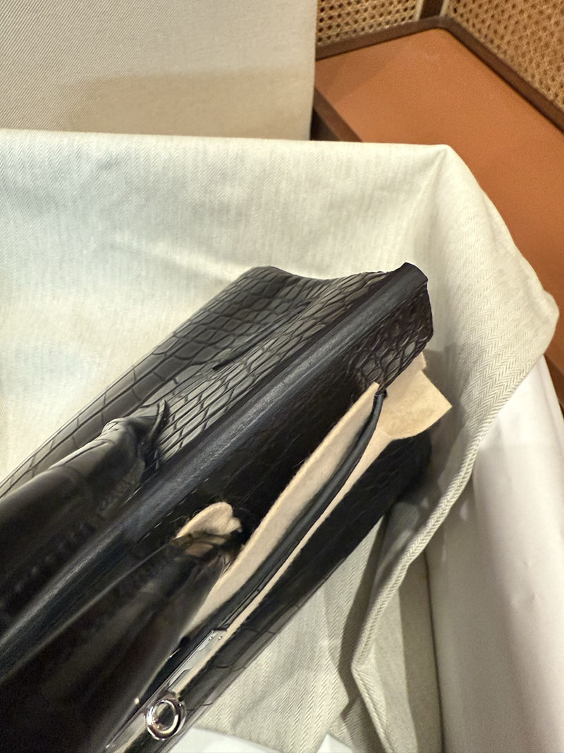 レディース エルメス バッグ HERMES バーキン25 黒 ブラック クロコダイル アリゲーターマット シルバー金具 2526026 バーキン クロコ 定価 - 画像 (13)