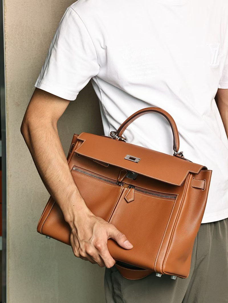 メンズ エルメス バッグ HERMES エルメス ケリーラキ35cm 内縫い ゴールド スイフト シルバー金具 2526030 エルメス メンズバッグ ケリー - 画像 (5)