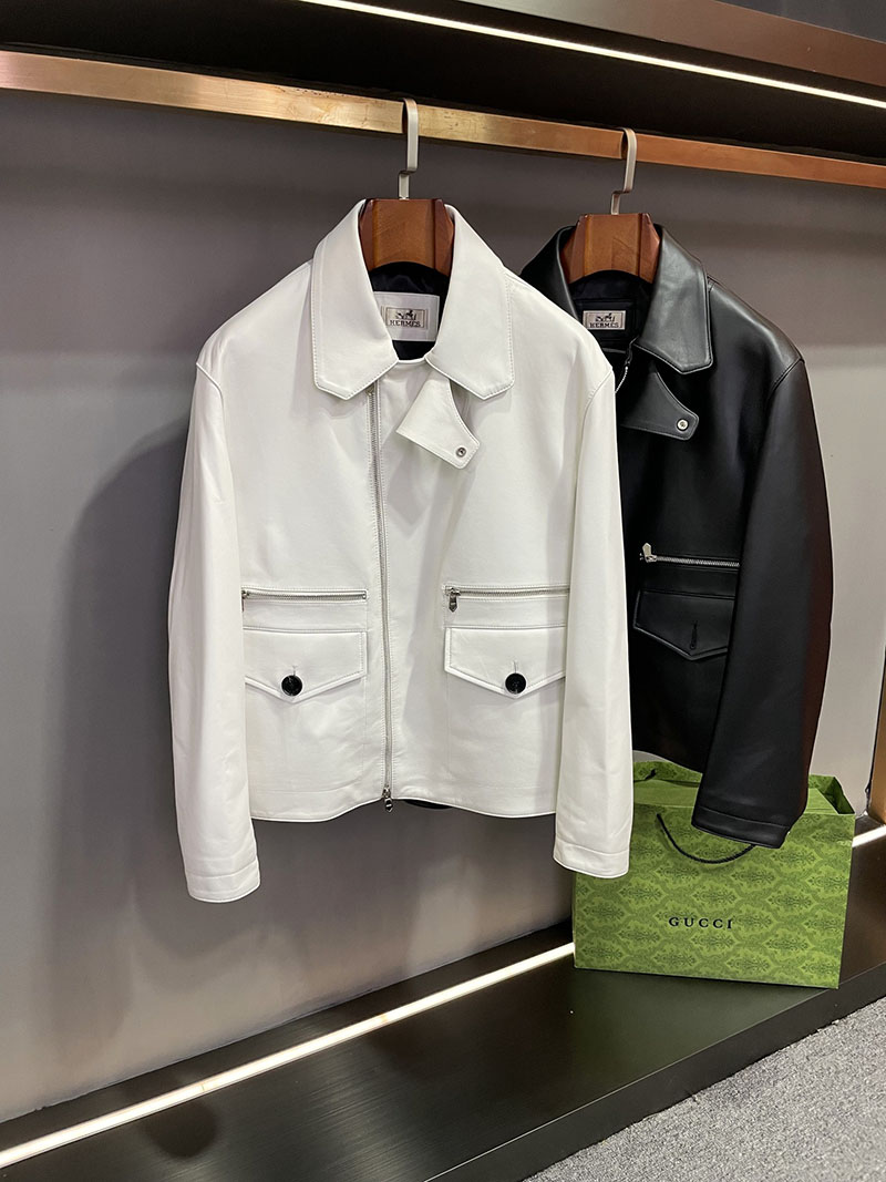最高級エルメススーパーコピー服 HERMES レザージャケット ラムレザー ネイビー メンズ ブラック 2526112 エルメス レザージャケット メンズ - 画像 (7)