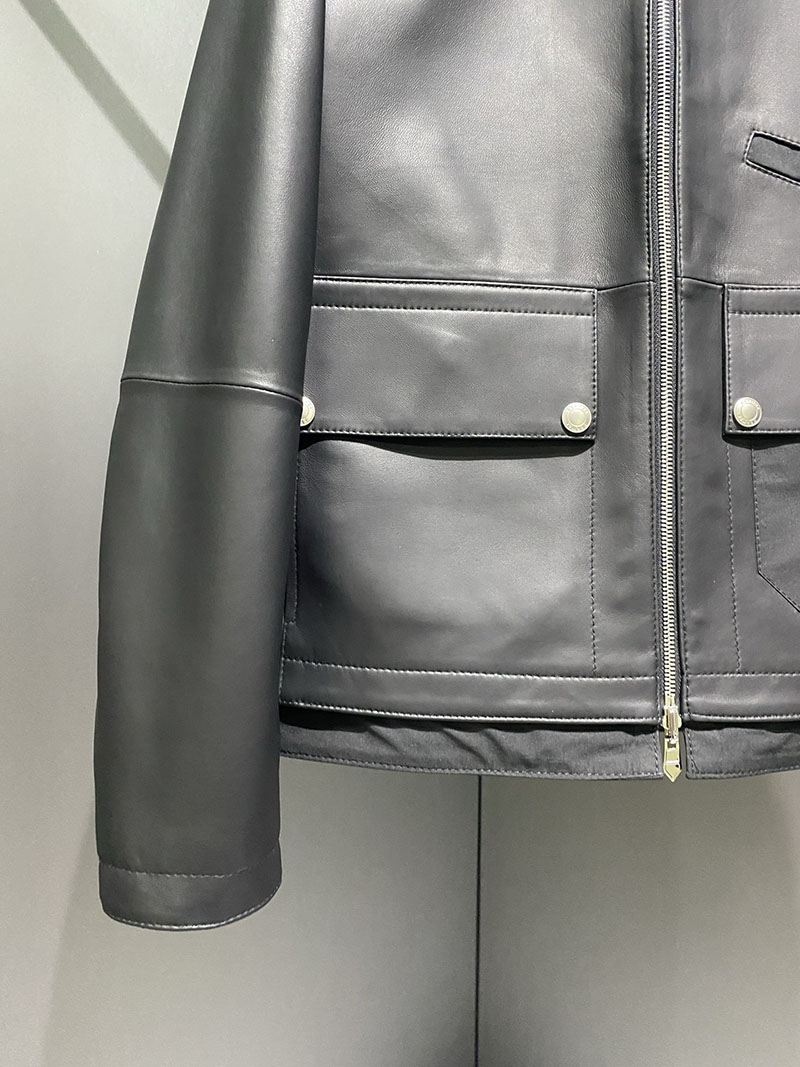 最高級エルメススーパーコピー服 HERMES メンズ シープスキン レザージャケット ブラック 2526117 エルメス レザー ジャケット 定価 - 画像 (8)
