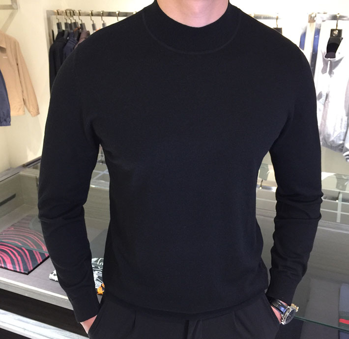 最高級ロロ・ピアーナスーパーコピー LoroPiana カシミヤハイゲージモックネックニット ブラック 2525180 セーター メンズ 人気 - 画像 (9)