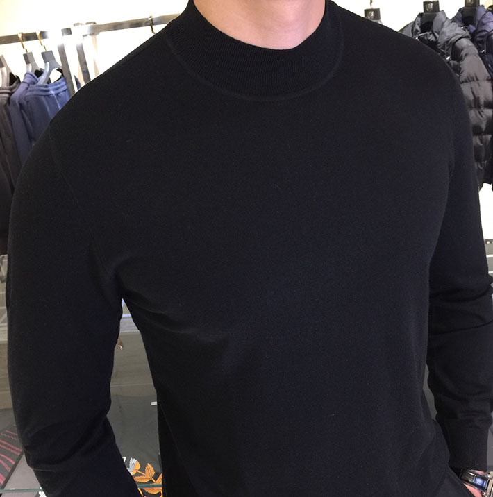 最高級ロロ・ピアーナスーパーコピー LoroPiana カシミヤハイゲージモックネックニット ブラック 2525180 セーター メンズ 人気 - 画像 (4)
