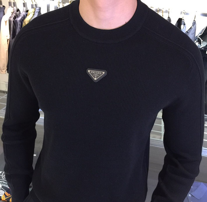 最高級プラダスーパーコピー PRADA エクストラファインウールクルーネックセーター上質ニット ブラック 2525187 質のいいニットブランド メンズ - 画像 (8)