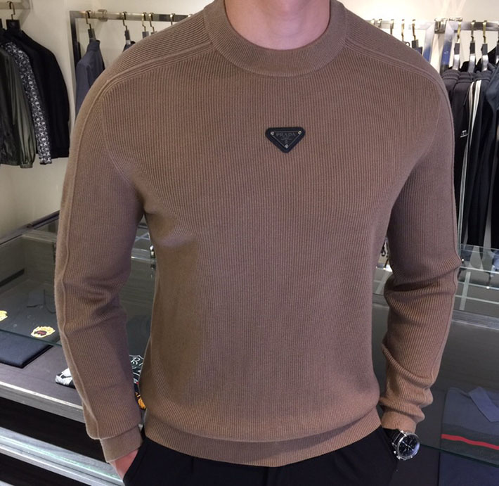 最高級プラダスーパーコピー PRADA エクストラファインウールクルーネックセーター上質ニット ブラウン 2525189 40代 ニット メンズ ブランド - 画像 (9)