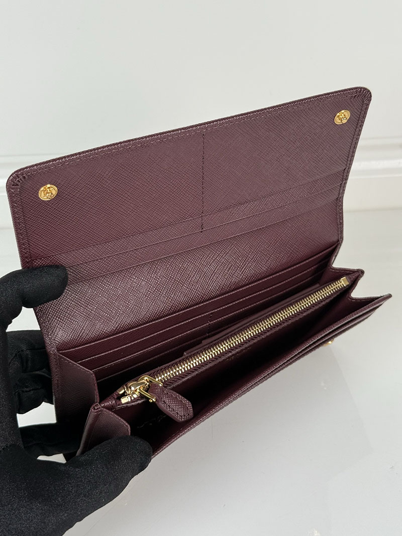 最高級プラダスーパーコピー PRADA サフィアーノトライアングル 長財布 ボルドー 1MH132_QHH_F0007 プラダ 財布 アウトレット - 画像 (4)