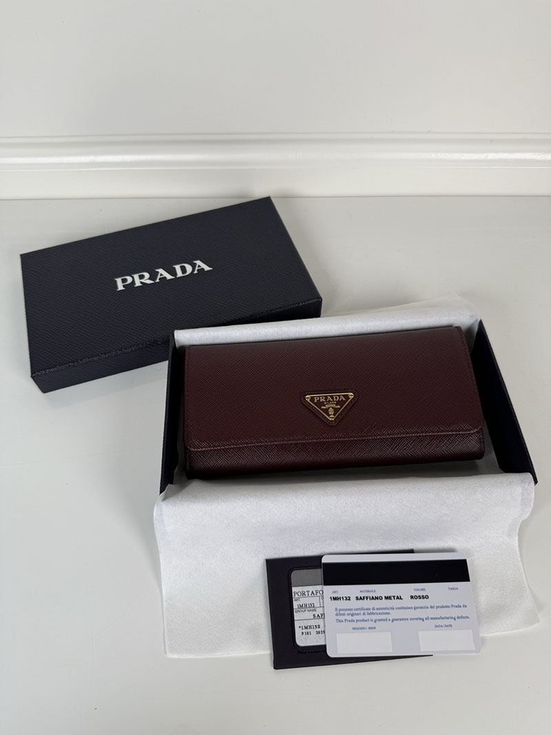 最高級プラダスーパーコピー PRADA サフィアーノトライアングル 長財布 ボルドー 1MH132_QHH_F0007 プラダ 財布 アウトレット - 画像 (2)