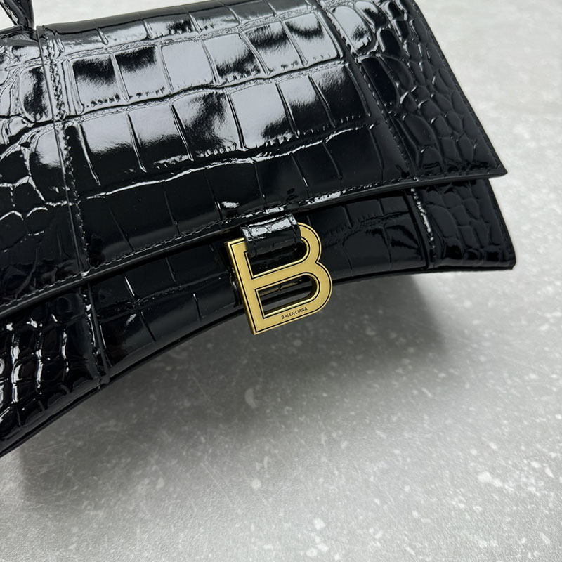 バレンシアガ バッグ 人気 レディース BALENCIAGA Hourglass ハンドバッグ スモール 5935461LRGM1000 ブラック - 画像 (6)