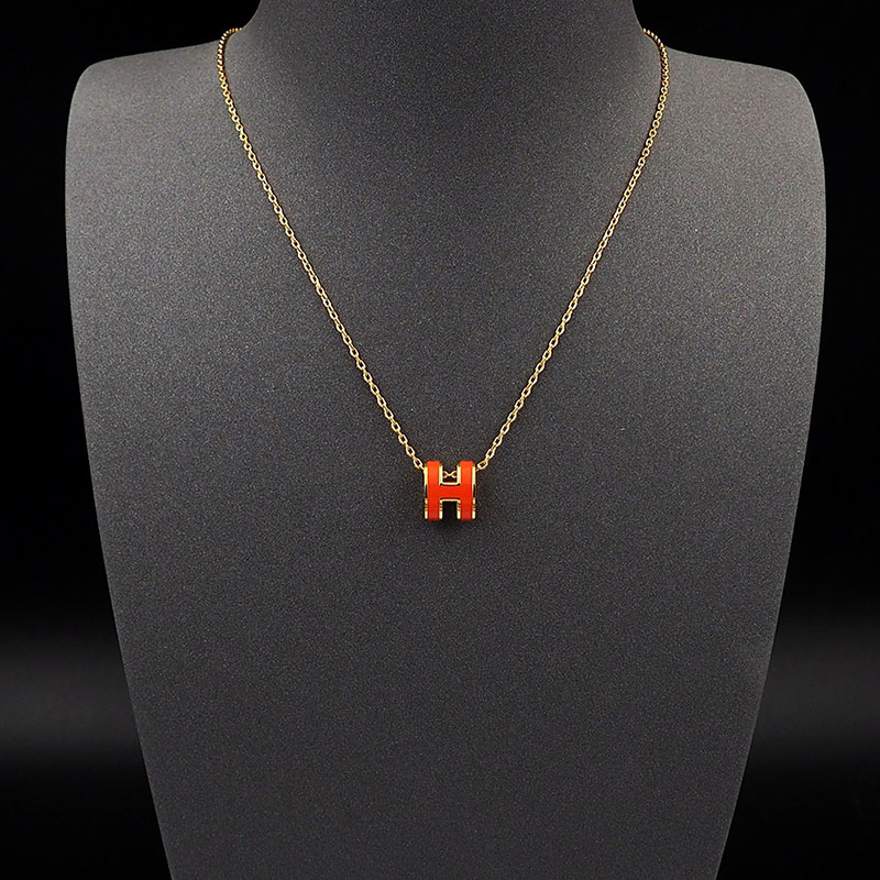 エルメス HERMES ミニ ポップアッシュ ポップH ネックレス オレンジ ゴールド金具 2627453 HERMES ポップH ミニ - 画像 (4)