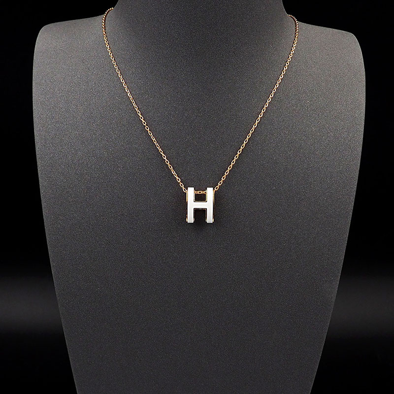 エルメス HERMES ミニ ポップアッシュ ポップH ネックレス ホワイト シャンパンゴールド金具 2627455 ミニポップ h 人気色 - 画像 (7)