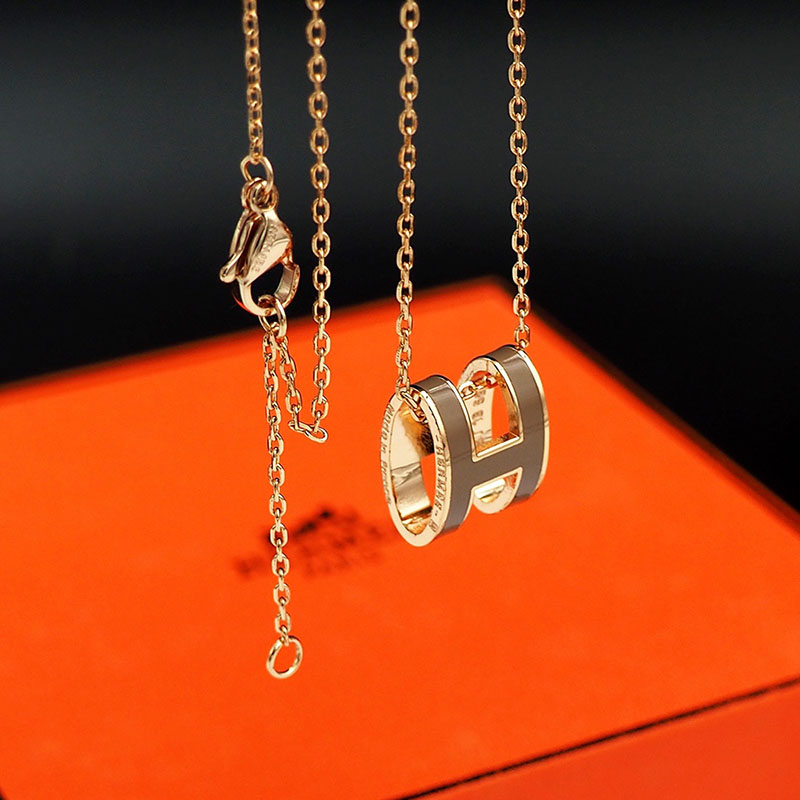 エルメス HERMES ミニ ポップアッシュ ポップH ネックレス エトゥープ シャンパンゴールド金具 2627459 エルメス ポップ H ネックレス ミニ - 画像 (6)