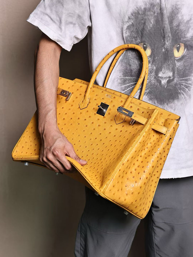 バーキン40 メンズ 定価 HERMES バーキン40 メンズ ジョーヌアンブル オーストリッチ シルバー金具 2627481 エルメス専門店 おすすめ - 画像 (7)