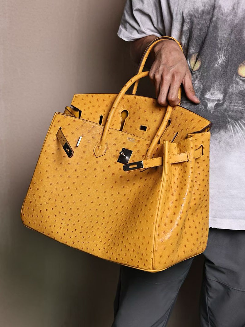 バーキン40 メンズ 定価 HERMES バーキン40 メンズ ジョーヌアンブル オーストリッチ シルバー金具 2627481 エルメス専門店 おすすめ - 画像 (5)