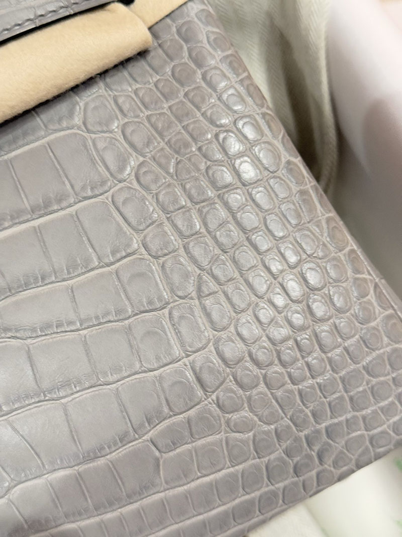 クロコダイルバッグ 安い HERMES バーキン25 グリシマン クロコダイル アリゲーターマット シルバー金具 2627529 エルメス専門店 おすすめ - 画像 (9)