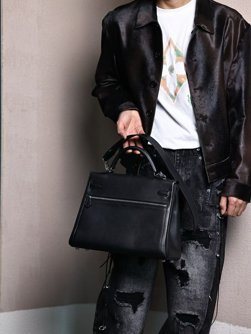 エルメス ケリー メンズ HERMES ケリーラキ35/内縫 黒 ブラック スイフト シルバー金具 2627544 エルメス専門店 おすすめ - 画像 (2)